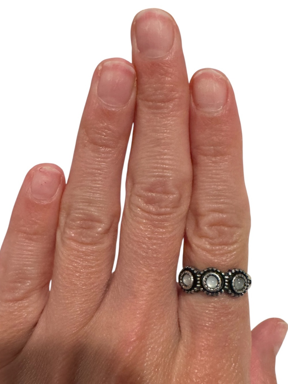 Antique Silver Triple Stone Ring